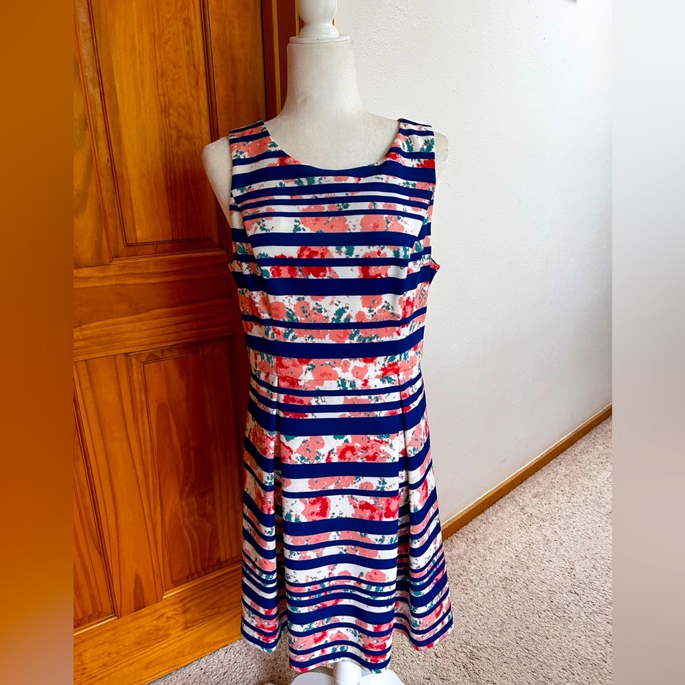 Pixley Fit and Flare Striped Floral Dress